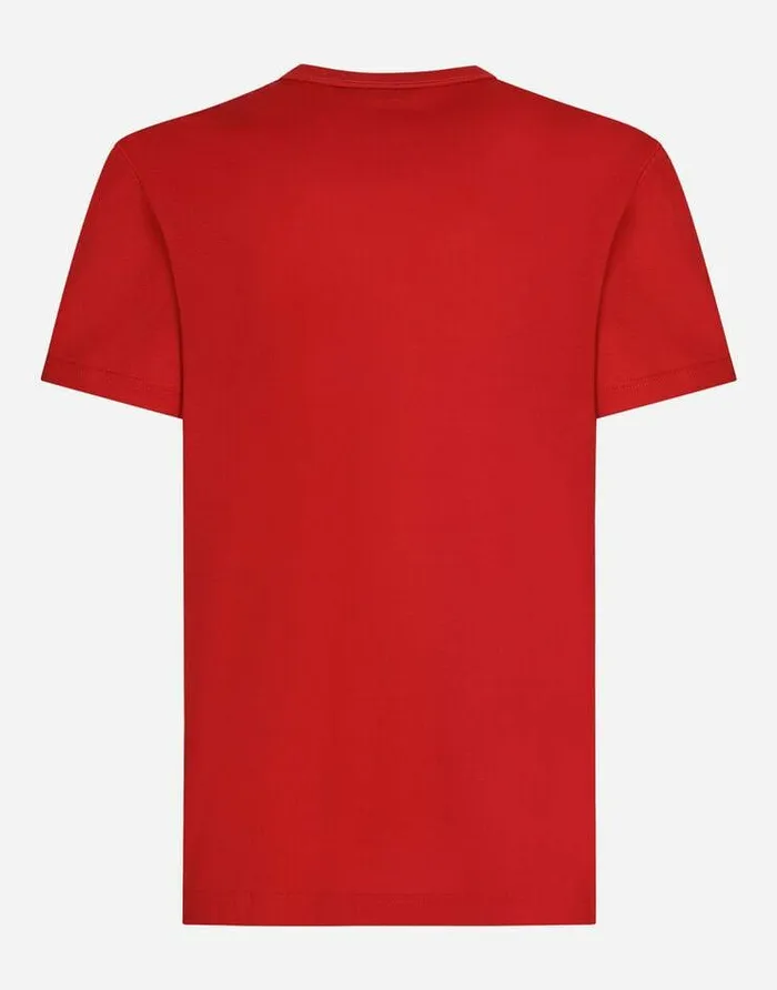 Dolce and Gabbana TShirts And Polos Men Cotton Tshirt With Branded Tag Red Dolce and Gabbana TShirts And Polos Men Cotton Tshirt With Branded Tag Red