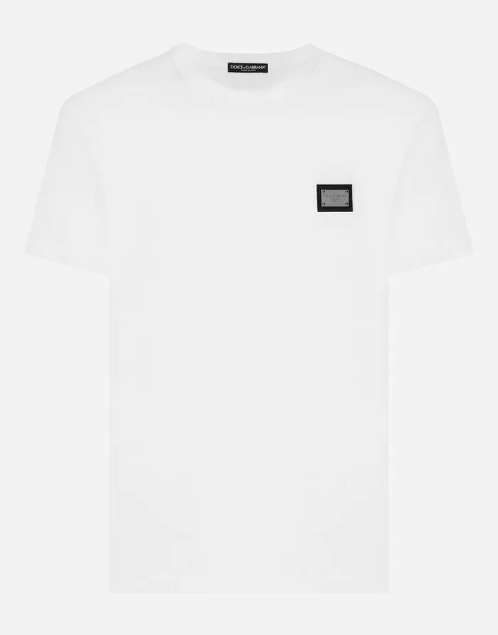Dolce and Gabbana TShirts And Polos Men Cotton Tshirt With Branded Tag White