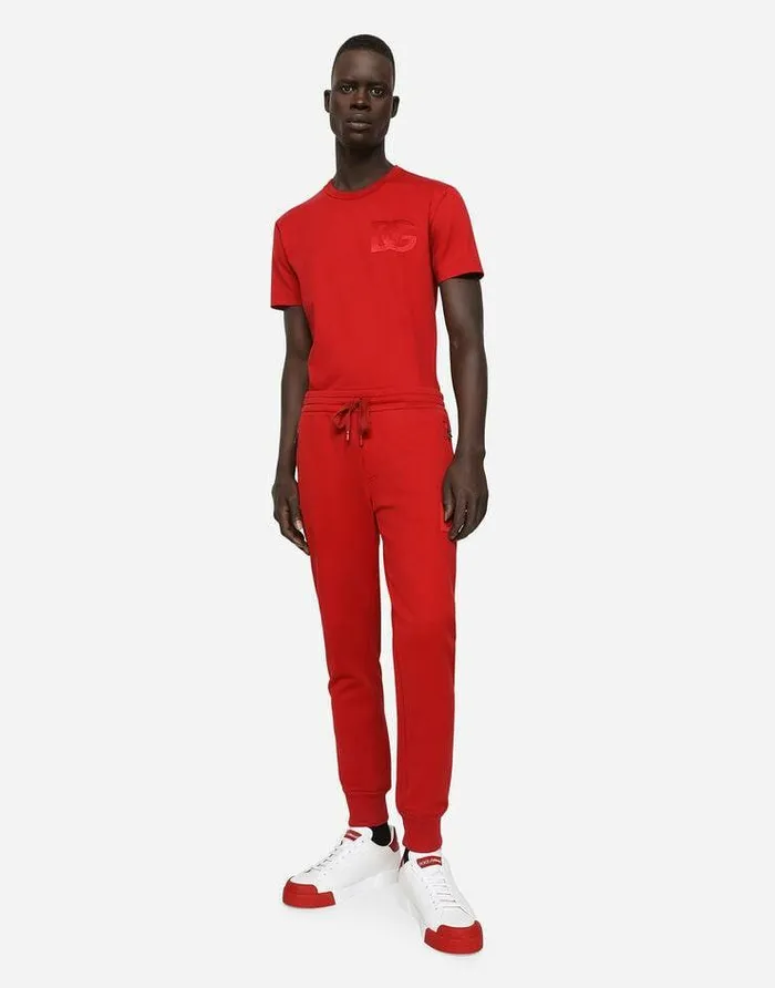 Dolce and Gabbana TShirts And Polos Men Cotton Tshirt With DG Embroidery Red Dolce and Gabbana TShirts And Polos Men Cotton Tshirt With DG Embroidery Red