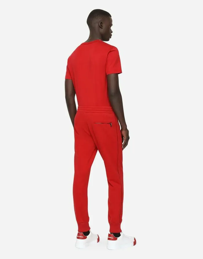 Dolce and Gabbana TShirts And Polos Men Cotton Tshirt With DG Embroidery Red Dolce and Gabbana TShirts And Polos Men Cotton Tshirt With DG Embroidery Red