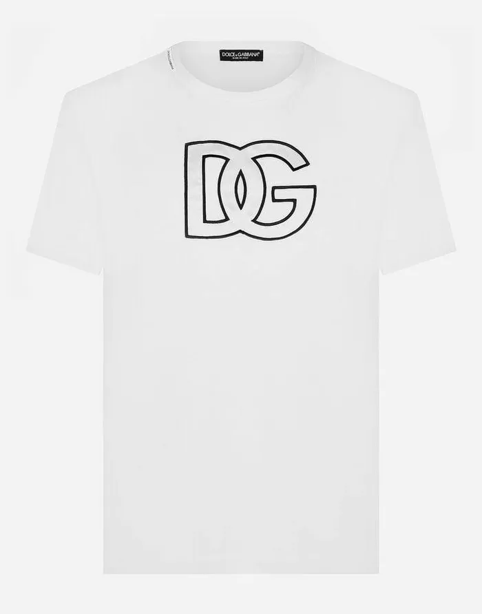 Dolce and Gabbana TShirts And Polos Men Cotton Tshirt With DG Patch White