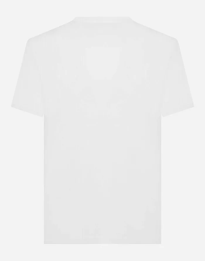 Dolce and Gabbana TShirts And Polos Men Cotton Tshirt With DG Patch White Dolce and Gabbana TShirts And Polos Men Cotton Tshirt With DG Patch White