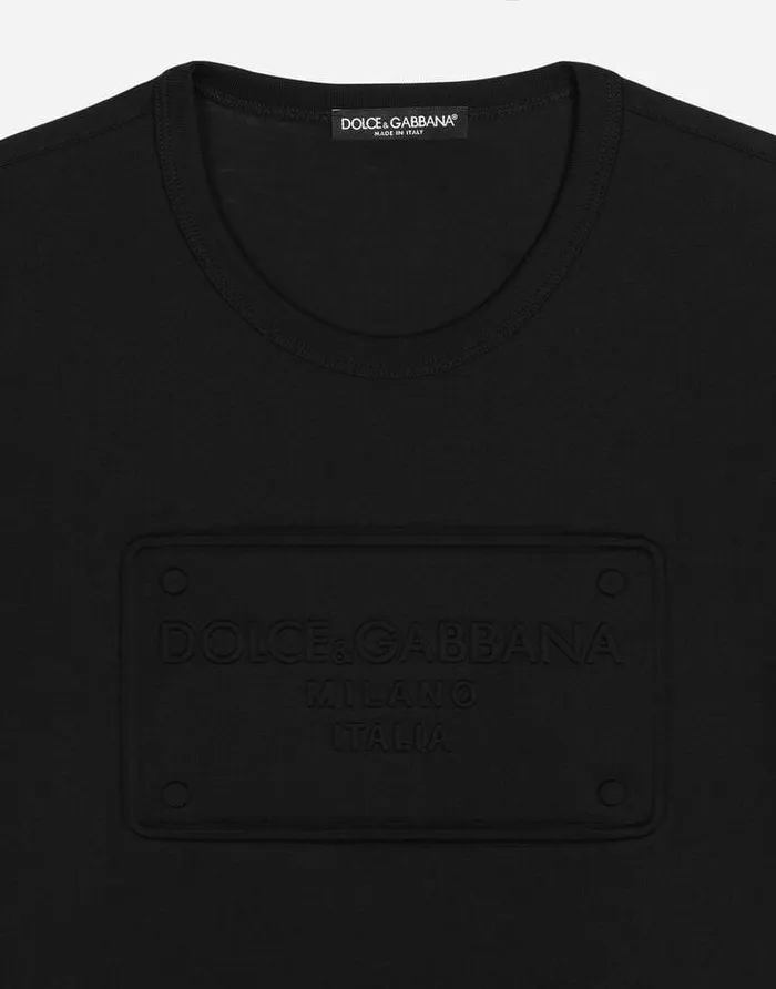 Dolce and Gabbana TShirts And Polos Men Cotton Tshirt With Embossed Logo Black Dolce and Gabbana TShirts And Polos Men Cotton Tshirt With Embossed Logo Black