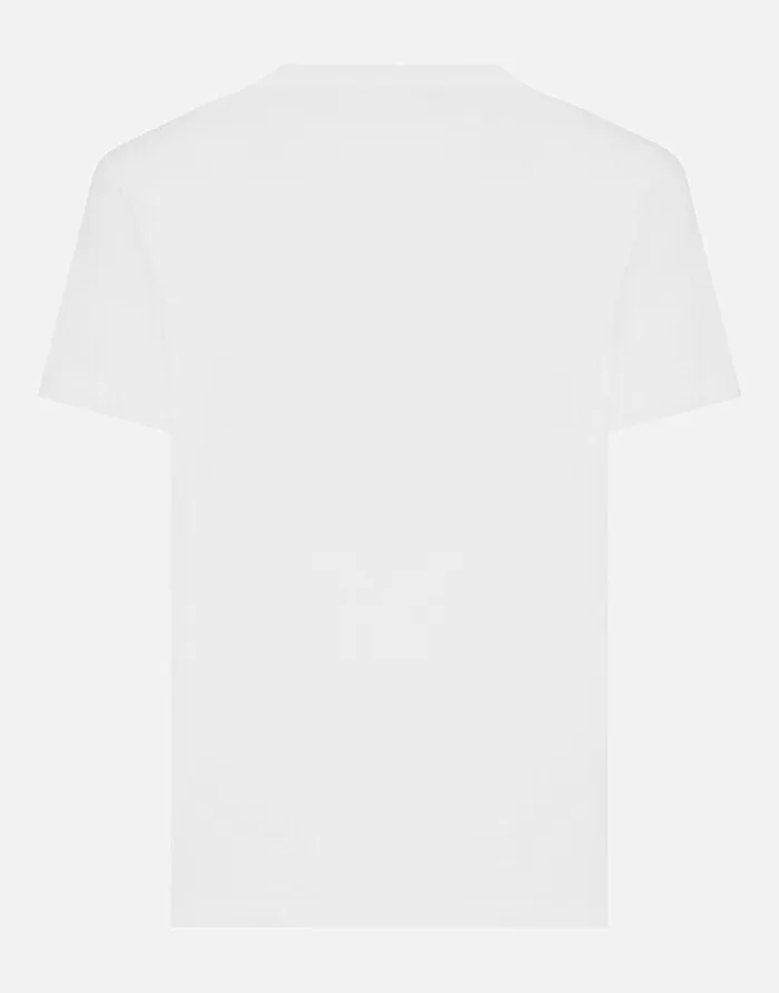 Dolce and Gabbana TShirts And Polos Men Cotton Vneck Tshirt With Branded Tag White Dolce and Gabbana TShirts And Polos Men Cotton Vneck Tshirt With Branded Tag White