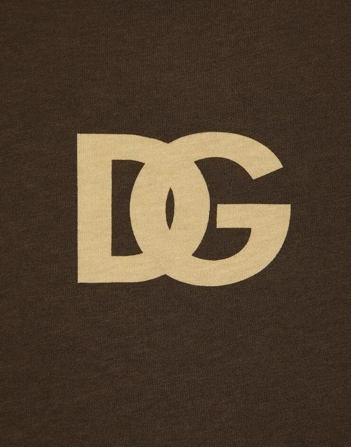 Dolce and Gabbana TShirts And Polos Men DG Logo Print Cotton Tshirt Brown Dolce and Gabbana TShirts And Polos Men DG Logo Print Cotton Tshirt Brown