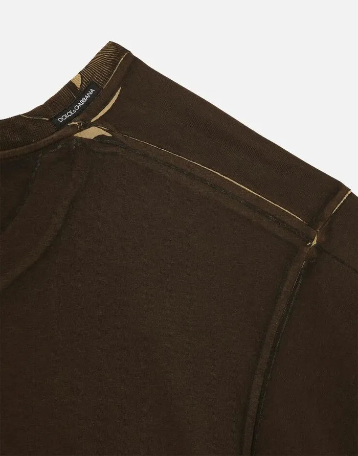 Dolce and Gabbana TShirts And Polos Men DG Logo Print Cotton Tshirt Brown Dolce and Gabbana TShirts And Polos Men DG Logo Print Cotton Tshirt Brown