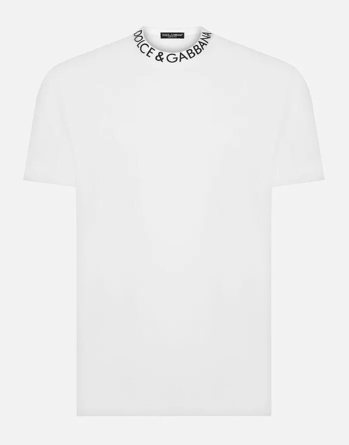 Dolce and Gabbana TShirts And Polos Men Roundneck Tshirt With DolceandGabbana Print White Dolce and Gabbana TShirts And Polos Men Roundneck Tshirt With DolceandGabbana Print White