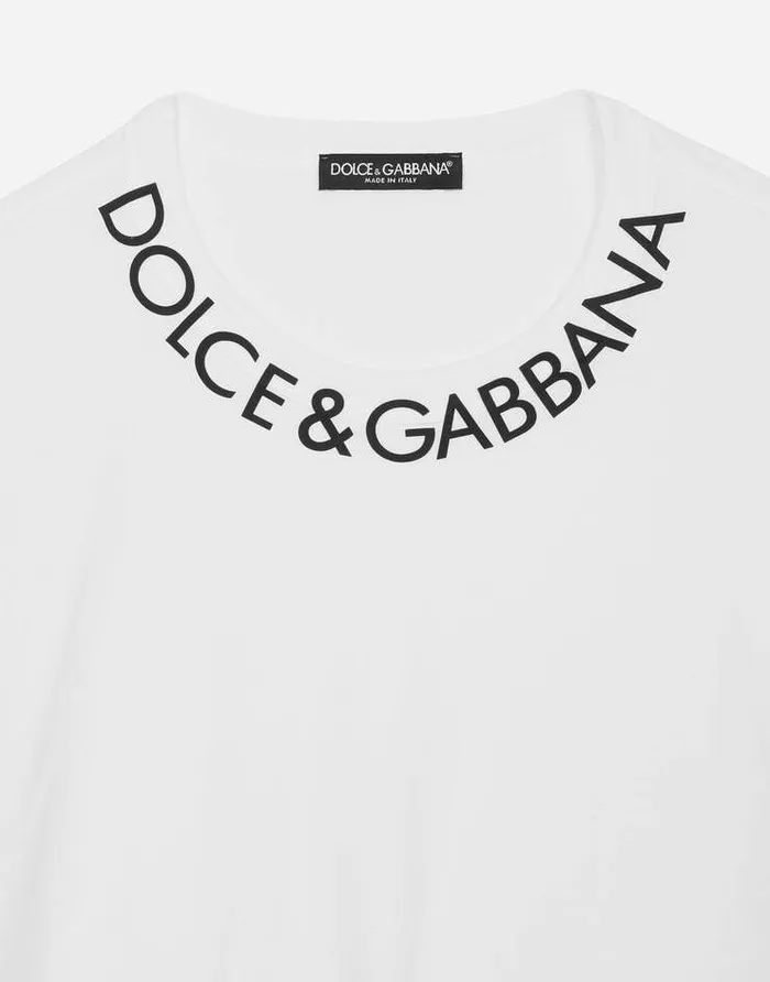 Dolce and Gabbana TShirts And Polos Men Roundneck Tshirt With DolceandGabbana Print White Dolce and Gabbana TShirts And Polos Men Roundneck Tshirt With DolceandGabbana Print White
