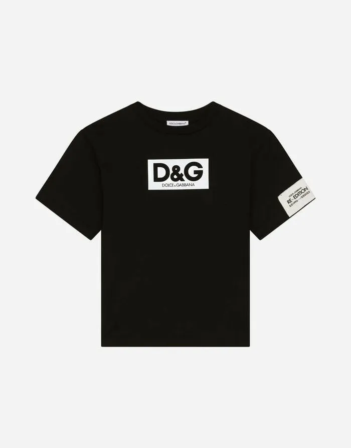 Dolce and Gabbana TShirts And Sweatshirts Children Jersey Tshirt With Heatsealed Logo Print Black Dolce and Gabbana TShirts And Sweatshirts Children Jersey Tshirt With Heatsealed Logo Print Black