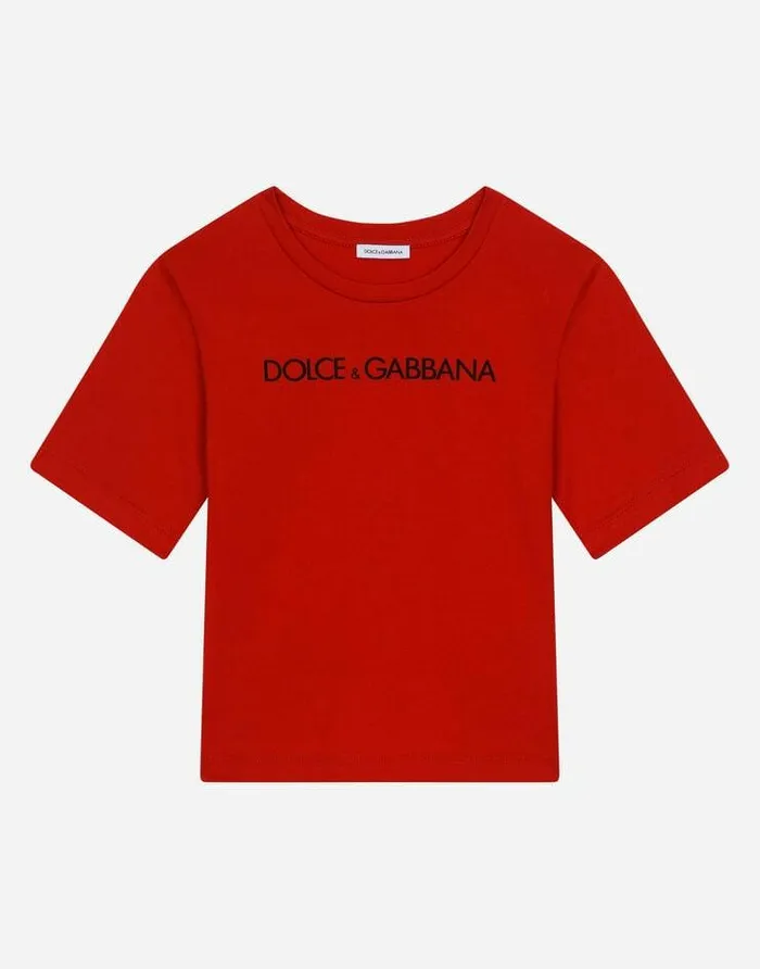 Dolce and Gabbana TShirts And Sweatshirts Children Jersey Tshirt With Logo Print Red Dolce and Gabbana TShirts And Sweatshirts Children Jersey Tshirt With Logo Print Red