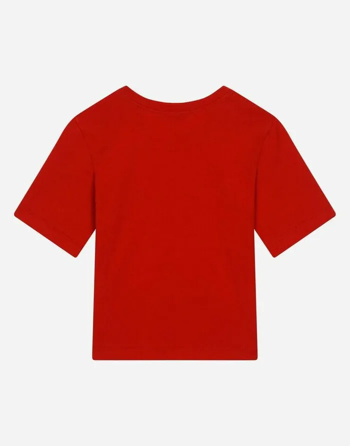 Dolce and Gabbana TShirts And Sweatshirts Children Jersey Tshirt With Logo Print Red Dolce and Gabbana TShirts And Sweatshirts Children Jersey Tshirt With Logo Print Red