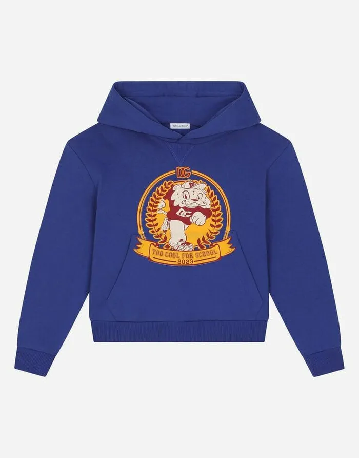 Dolce and Gabbana TShirts And Sweatshirts Children Mascotprint Hoodie Blue