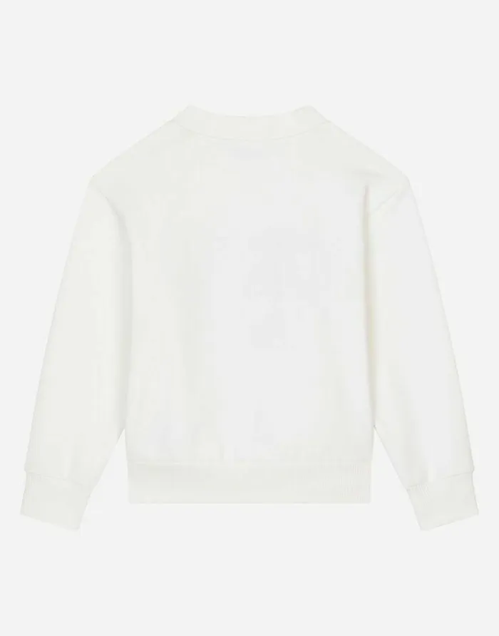 Dolce and Gabbana TShirts And Sweatshirts Children Roundneck Jersey Sweatshirt With Logo Patch White Dolce and Gabbana TShirts And Sweatshirts Children Roundneck Jersey Sweatshirt With Logo Patch White