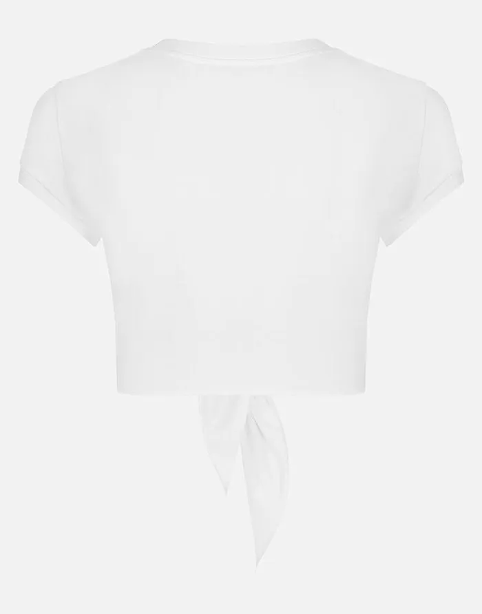 Dolce and Gabbana TShirts And Sweatshirts Women Jersey Tshirt With DG Logo And Knot Detail White Dolce and Gabbana TShirts And Sweatshirts Women Jersey Tshirt With DG Logo And Knot Detail White