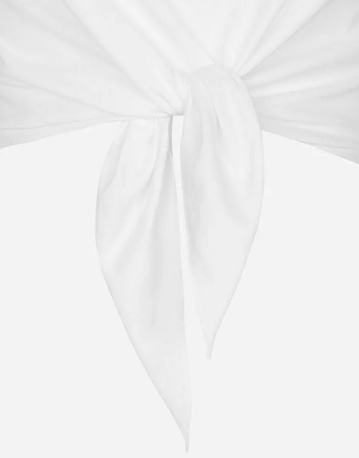 Dolce and Gabbana TShirts And Sweatshirts Women Jersey Tshirt With DG Logo And Knot Detail White Dolce and Gabbana TShirts And Sweatshirts Women Jersey Tshirt With DG Logo And Knot Detail White
