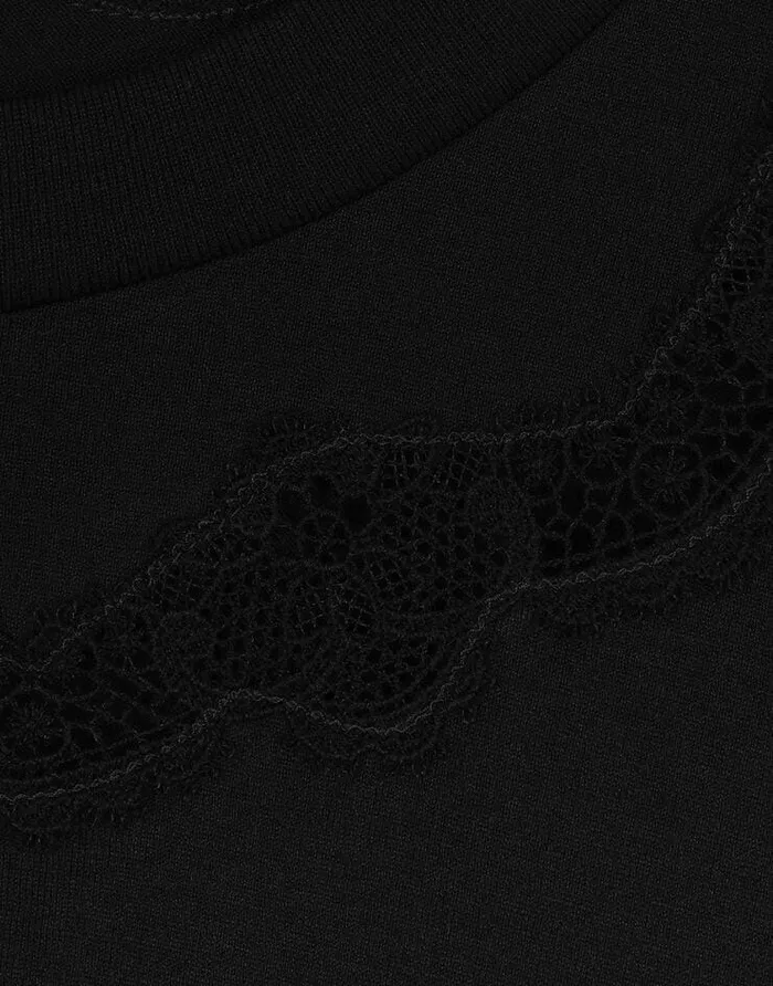 Dolce and Gabbana TShirts And Sweatshirts Women Jersey Tshirt With DG Logo And Lace Inserts Black Dolce and Gabbana TShirts And Sweatshirts Women Jersey Tshirt With DG Logo And Lace Inserts Black