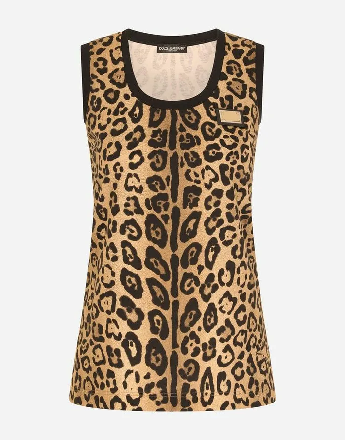 Dolce and Gabbana TShirts And Sweatshirts Women Leopardprint Jersey Tank Top Multicolor Dolce and Gabbana TShirts And Sweatshirts Women Leopardprint Jersey Tank Top Multicolor