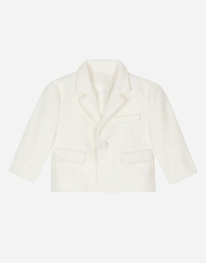Dolce and Gabbana Topwear Children Classic Singlebreasted Textured Jersey Jacket White Dolce and Gabbana Topwear Children Classic Singlebreasted Textured Jersey Jacket White