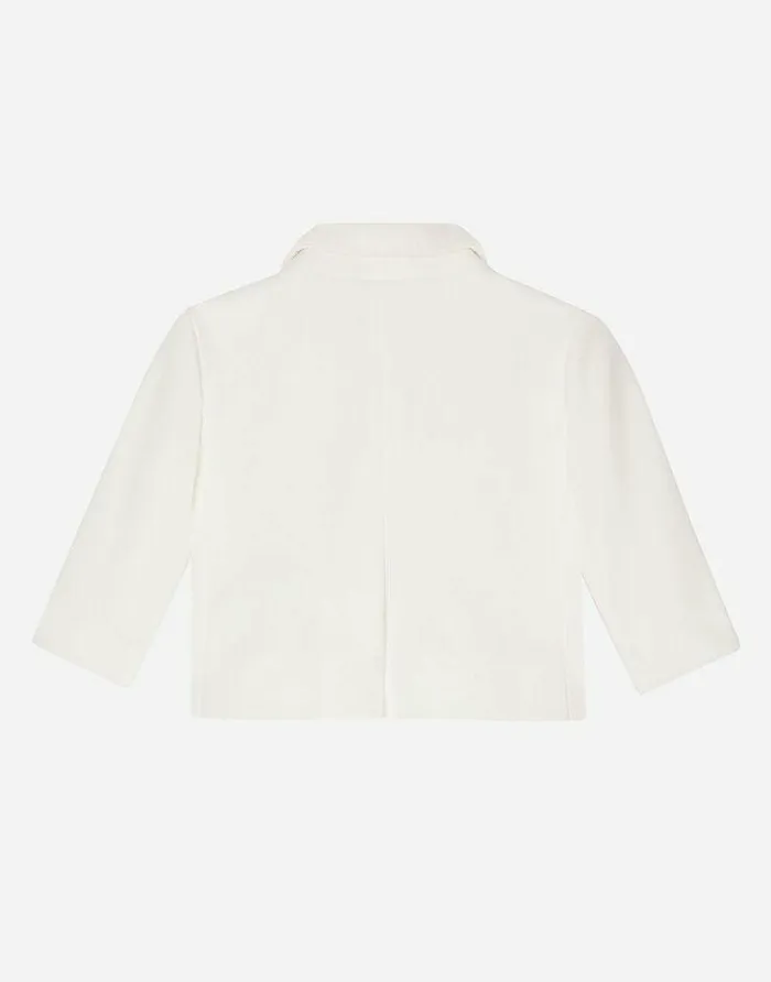 Dolce and Gabbana Topwear Children Classic Singlebreasted Textured Jersey Jacket White Dolce and Gabbana Topwear Children Classic Singlebreasted Textured Jersey Jacket White
