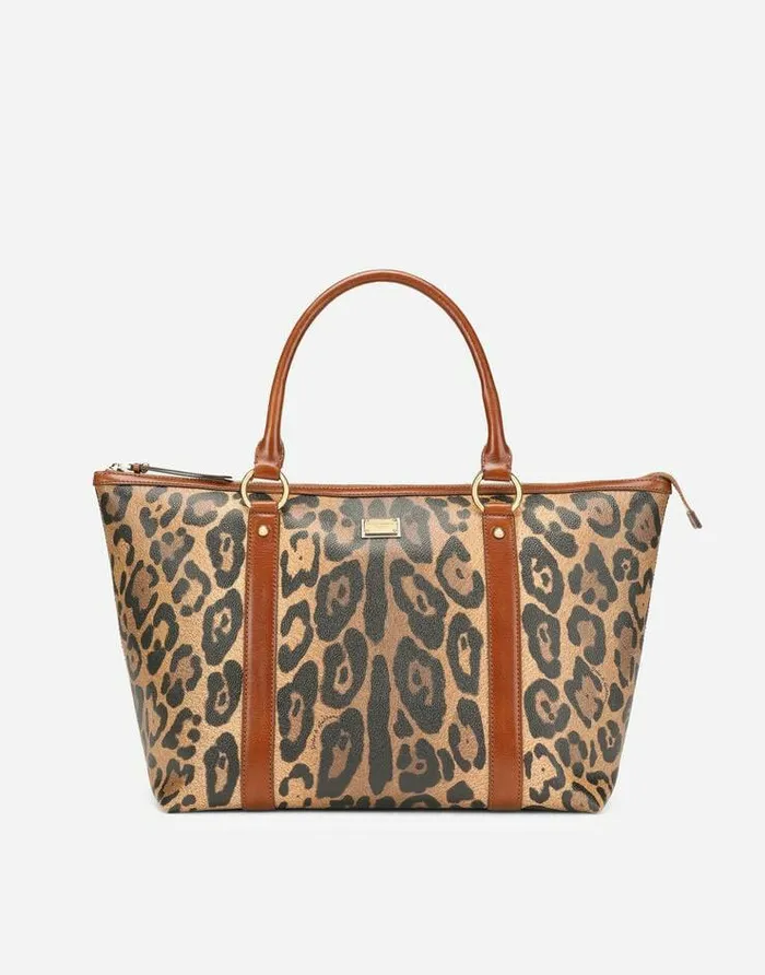 Dolce and Gabbana Totes WomenMen Medium Leopardprint Crespo Shopper With Branded Plate Multicolor Dolce and Gabbana Totes WomenMen Medium Leopardprint Crespo Shopper With Branded Plate Multicolor