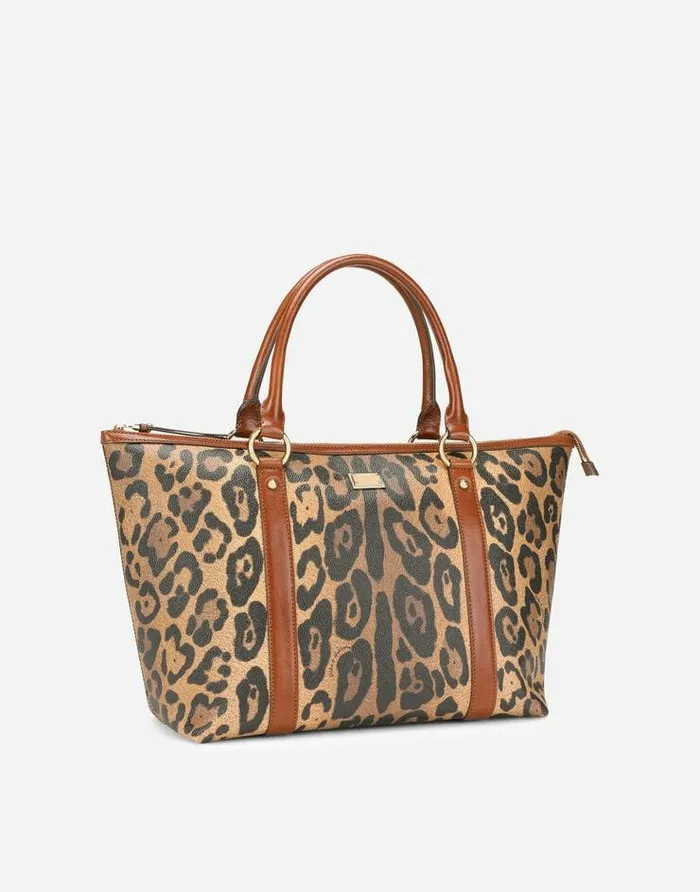 Dolce and Gabbana Totes WomenMen Medium Leopardprint Crespo Shopper With Branded Plate Multicolor Dolce and Gabbana Totes WomenMen Medium Leopardprint Crespo Shopper With Branded Plate Multicolor