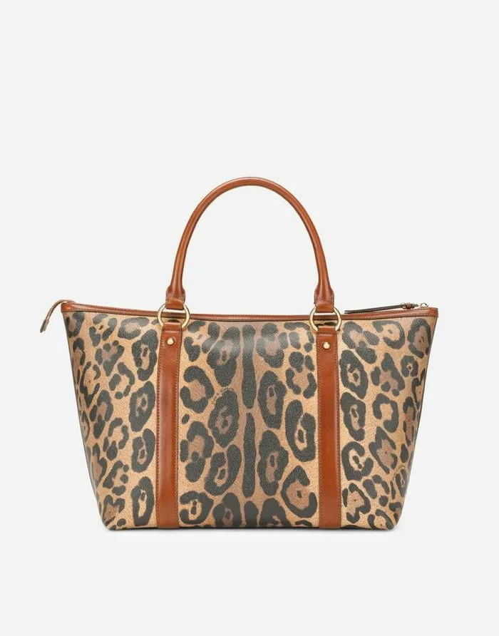 Dolce and Gabbana Totes WomenMen Medium Leopardprint Crespo Shopper With Branded Plate Multicolor Dolce and Gabbana Totes WomenMen Medium Leopardprint Crespo Shopper With Branded Plate Multicolor