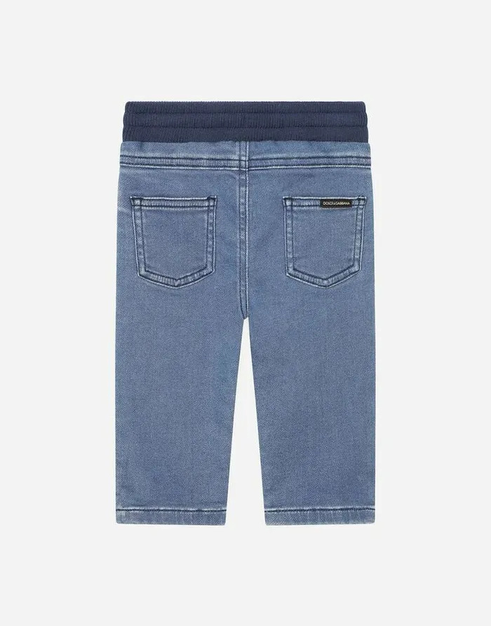 Dolce and Gabbana Trousers And Shorts Children Blue Stretch Denim Jeans With Logo Tag Multicolor Dolce and Gabbana Trousers And Shorts Children Blue Stretch Denim Jeans With Logo Tag Multicolor