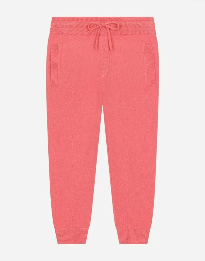Dolce and Gabbana Trousers And Shorts Children Cashmere Jogging Pants With DG Logo Pink Dolce and Gabbana Trousers And Shorts Children Cashmere Jogging Pants With DG Logo Pink