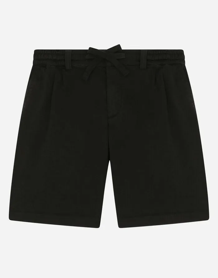 Dolce and Gabbana Trousers And Shorts Children Garmentdyed Drill Shorts With Drawstring Black Dolce and Gabbana Trousers And Shorts Children Garmentdyed Drill Shorts With Drawstring Black