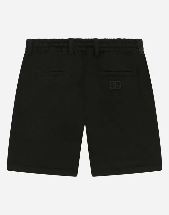 Dolce and Gabbana Trousers And Shorts Children Garmentdyed Drill Shorts With Drawstring Black Dolce and Gabbana Trousers And Shorts Children Garmentdyed Drill Shorts With Drawstring Black