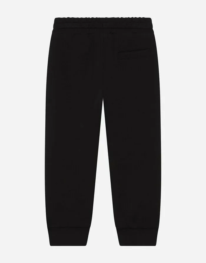 Dolce and Gabbana Trousers And Shorts Children Jersey Jogging Pants With Bee Embroidery Black Dolce and Gabbana Trousers And Shorts Children Jersey Jogging Pants With Bee Embroidery Black