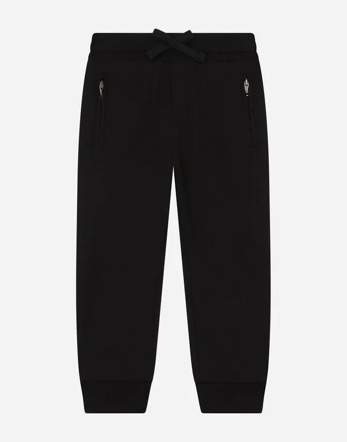 Dolce and Gabbana Trousers And Shorts Children Jersey Jogging Pants With Logo Embroidery Black Dolce and Gabbana Trousers And Shorts Children Jersey Jogging Pants With Logo Embroidery Black