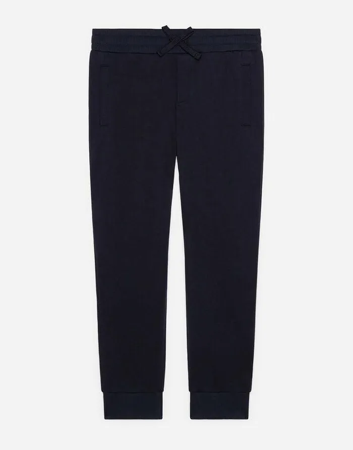 Dolce and Gabbana Trousers And Shorts Children Jersey Jogging Pants With Logo Plate Blue Dolce and Gabbana Trousers And Shorts Children Jersey Jogging Pants With Logo Plate Blue