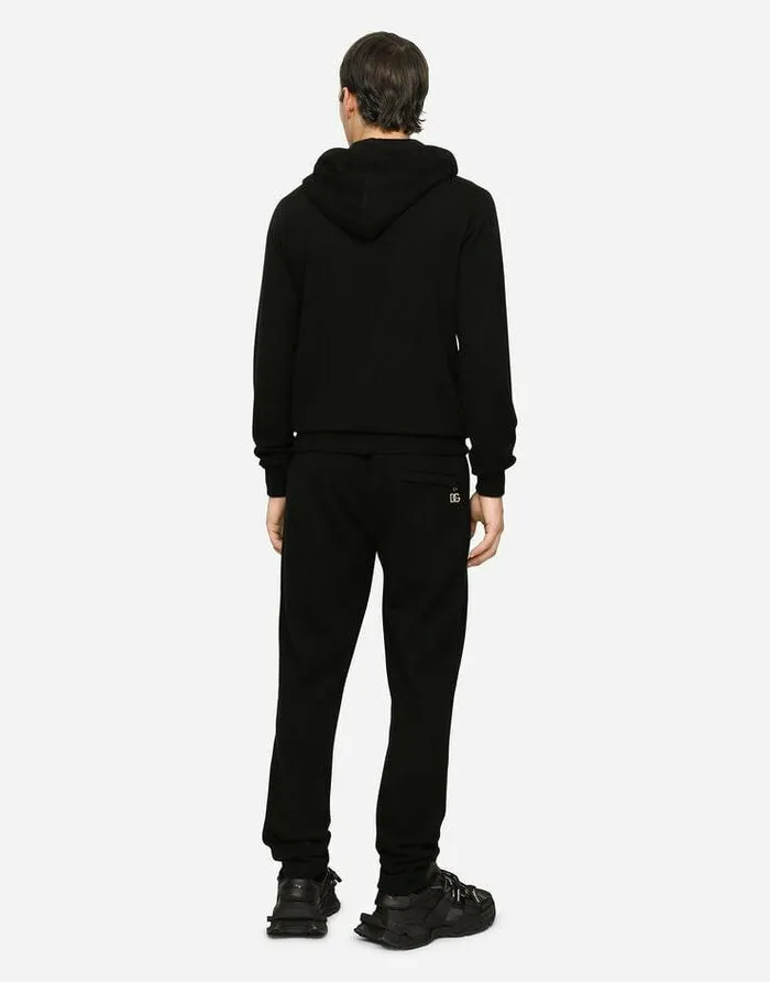 Dolce and Gabbana Trousers And Shorts Men Cashmere Jogging Pants With DG Logo Black Dolce and Gabbana Trousers And Shorts Men Cashmere Jogging Pants With DG Logo Black