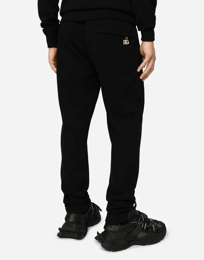 Dolce and Gabbana Trousers And Shorts Men Cashmere Jogging Pants With DG Logo Black Dolce and Gabbana Trousers And Shorts Men Cashmere Jogging Pants With DG Logo Black