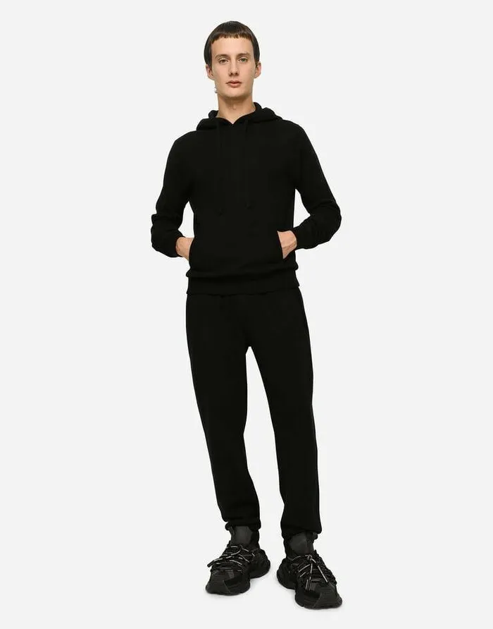 Dolce and Gabbana Trousers And Shorts Men Cashmere Jogging Pants With DG Logo Black Dolce and Gabbana Trousers And Shorts Men Cashmere Jogging Pants With DG Logo Black