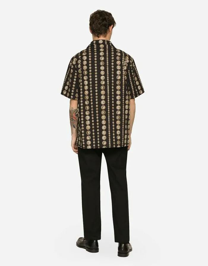 Dolce and Gabbana Trousers And Shorts Men Coin Detail Cotton Gabardine Pants Black Dolce and Gabbana Trousers And Shorts Men Coin Detail Cotton Gabardine Pants Black