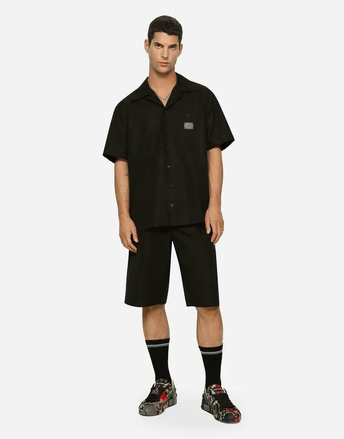 Dolce and Gabbana Trousers And Shorts Men Cotton Jogging Shorts With Logo Tag Black Dolce and Gabbana Trousers And Shorts Men Cotton Jogging Shorts With Logo Tag Black