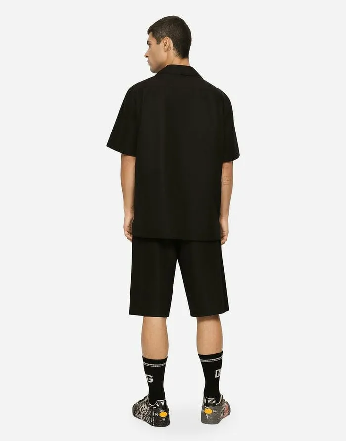 Dolce and Gabbana Trousers And Shorts Men Cotton Jogging Shorts With Logo Tag Black Dolce and Gabbana Trousers And Shorts Men Cotton Jogging Shorts With Logo Tag Black