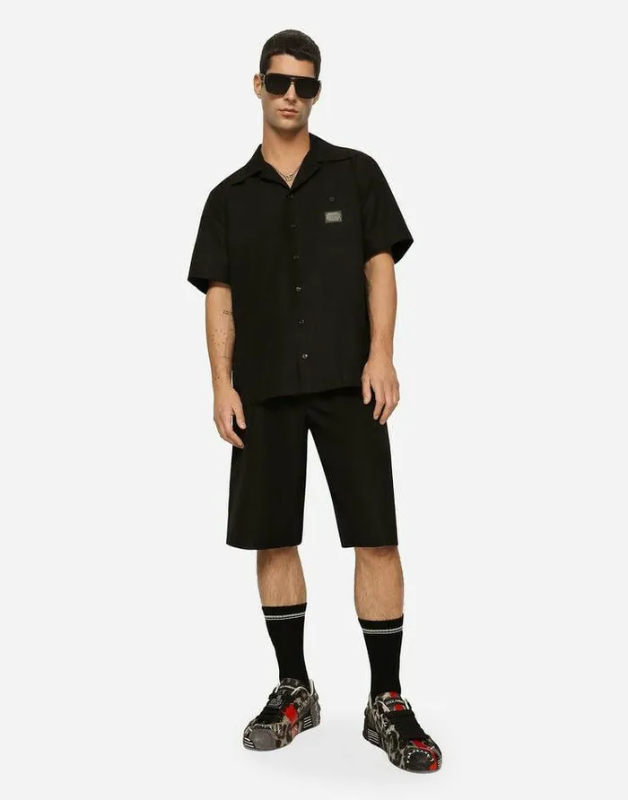 Dolce and Gabbana Trousers And Shorts Men Cotton Jogging Shorts With Logo Tag Black Dolce and Gabbana Trousers And Shorts Men Cotton Jogging Shorts With Logo Tag Black