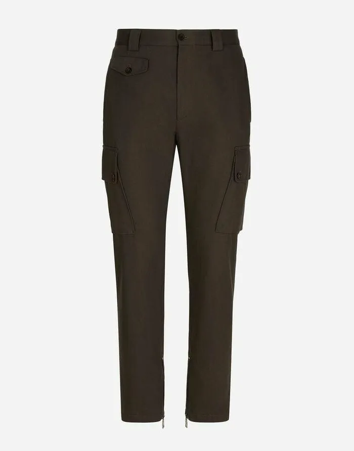 Dolce and Gabbana Trousers And Shorts Men Cotton Twill Cargo Biker Pants Brown Dolce and Gabbana Trousers And Shorts Men Cotton Twill Cargo Biker Pants Brown