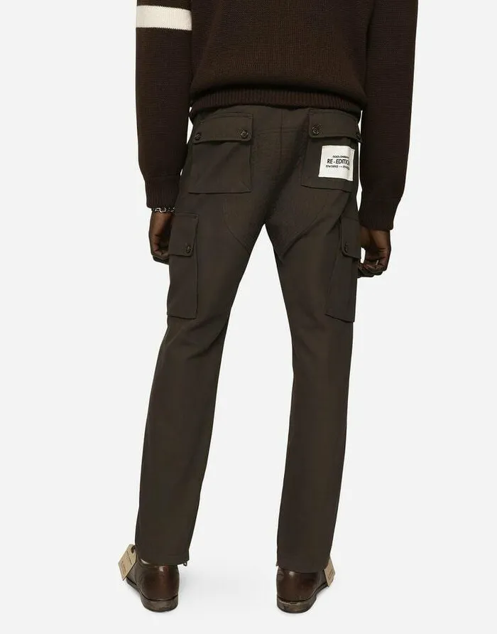 Dolce and Gabbana Trousers And Shorts Men Cotton Twill Cargo Biker Pants Brown Dolce and Gabbana Trousers And Shorts Men Cotton Twill Cargo Biker Pants Brown