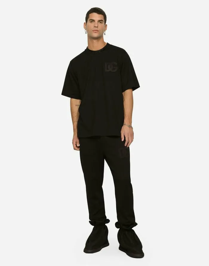 Dolce and Gabbana Trousers And Shorts Men Jogging Pants With DG Monogram And DG Embroidery Black Dolce and Gabbana Trousers And Shorts Men Jogging Pants With DG Monogram And DG Embroidery Black