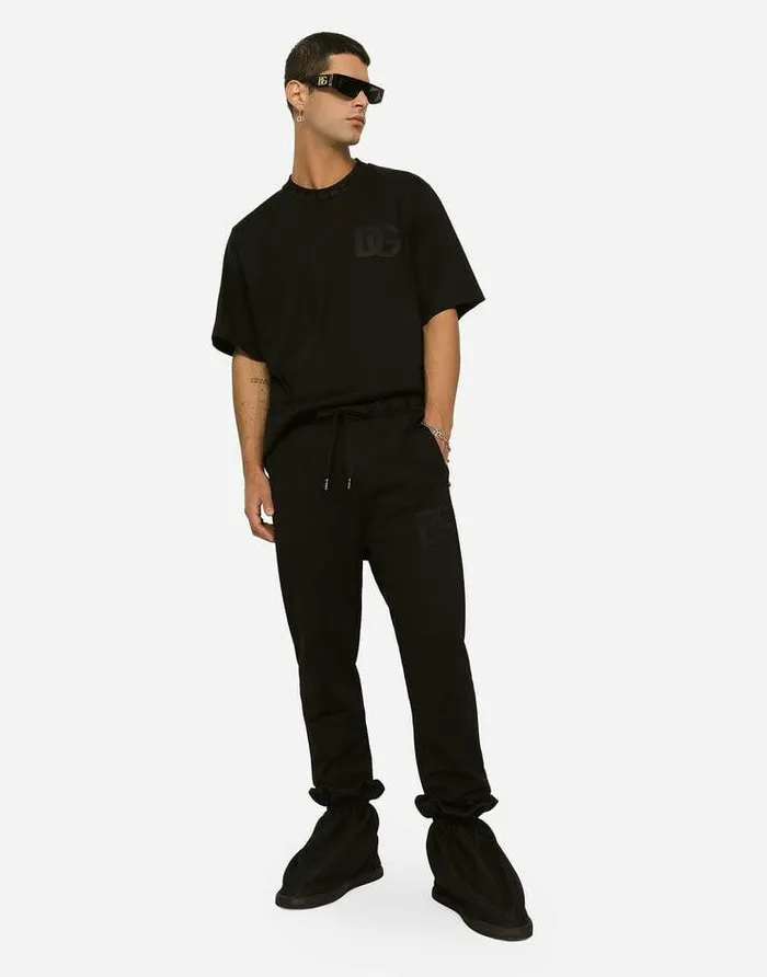 Dolce and Gabbana Trousers And Shorts Men Jogging Pants With DG Monogram And DG Embroidery Black Dolce and Gabbana Trousers And Shorts Men Jogging Pants With DG Monogram And DG Embroidery Black