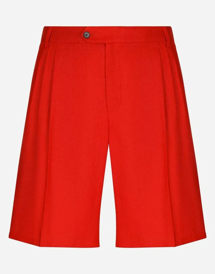 Dolce and Gabbana Trousers And Shorts Men Linen Shorts Bordeaux
