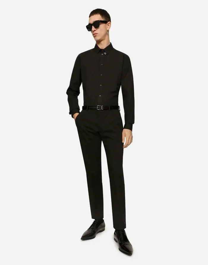 Dolce and Gabbana Trousers And Shorts Men Stretch Cotton Pants With Branded Tag Black Dolce and Gabbana Trousers And Shorts Men Stretch Cotton Pants With Branded Tag Black