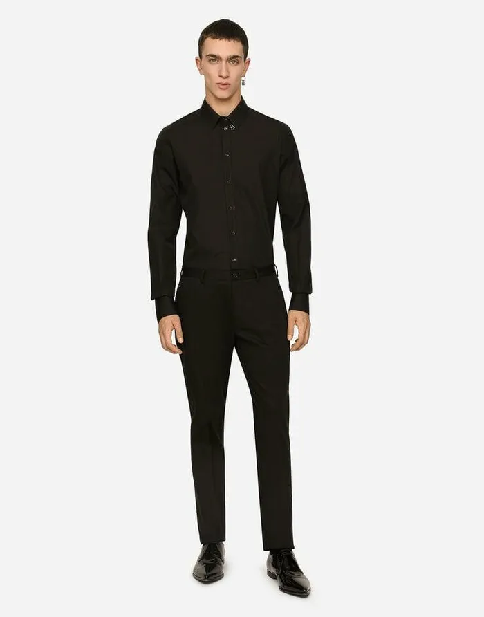 Dolce and Gabbana Trousers And Shorts Men Stretch Cotton Pants With Branded Tag Black Dolce and Gabbana Trousers And Shorts Men Stretch Cotton Pants With Branded Tag Black