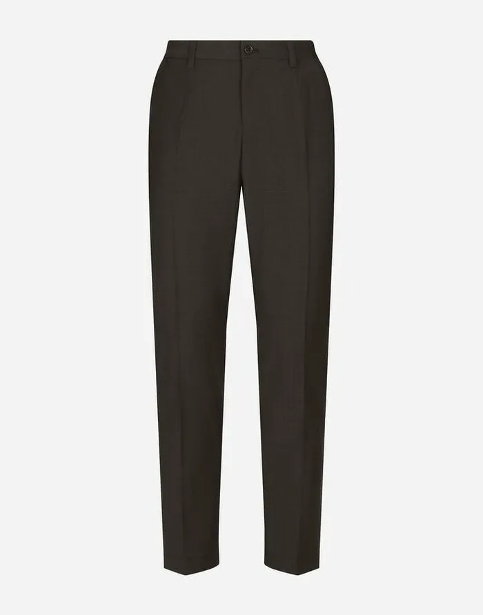 Dolce and Gabbana Trousers And Shorts Men Stretch Cotton Pants With DG Patch Grey Dolce and Gabbana Trousers And Shorts Men Stretch Cotton Pants With DG Patch Grey
