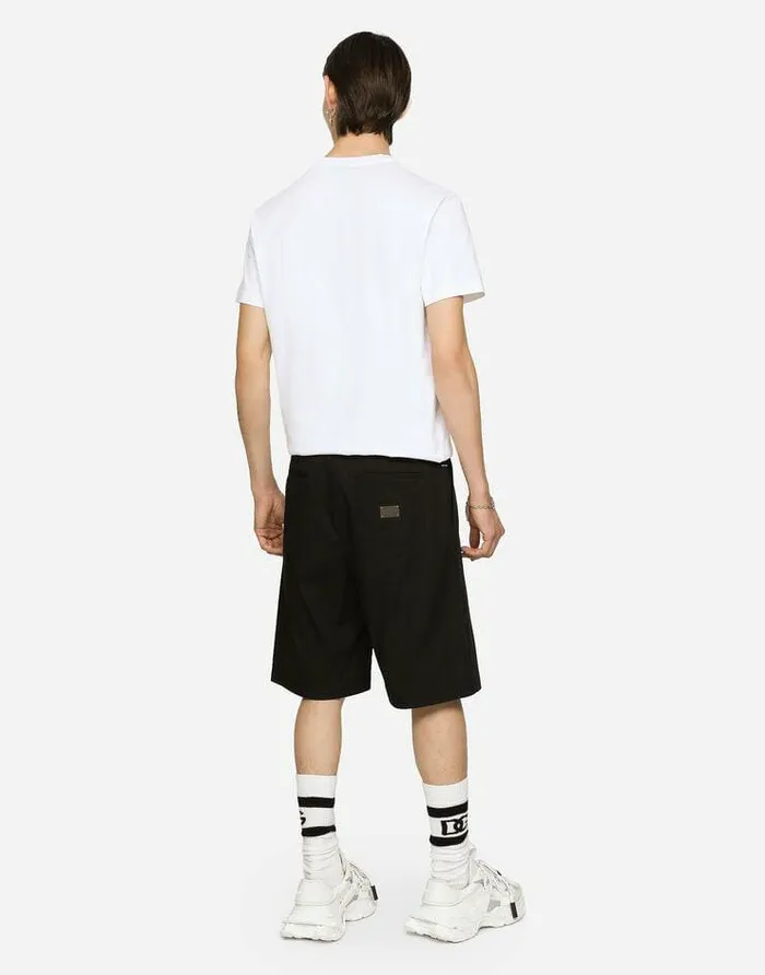 Dolce and Gabbana Trousers And Shorts Men Stretch Cotton Shorts With Branded Tag Black Dolce and Gabbana Trousers And Shorts Men Stretch Cotton Shorts With Branded Tag Black