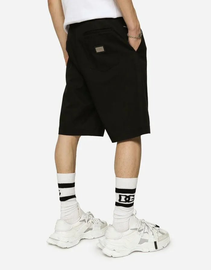 Dolce and Gabbana Trousers And Shorts Men Stretch Cotton Shorts With Branded Tag Black Dolce and Gabbana Trousers And Shorts Men Stretch Cotton Shorts With Branded Tag Black